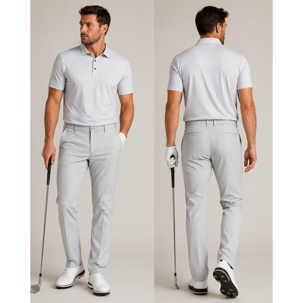 Birddogs Pants Mens 34x30 Light Gray Cotton Nylon Blend Stretch Chino Golf
